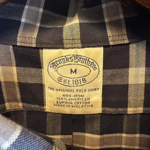 Brooks Brothers Men’s M Button Down Shirt Non Iron Cotton Blue Embroidered 1818 - Picture 2 of 10